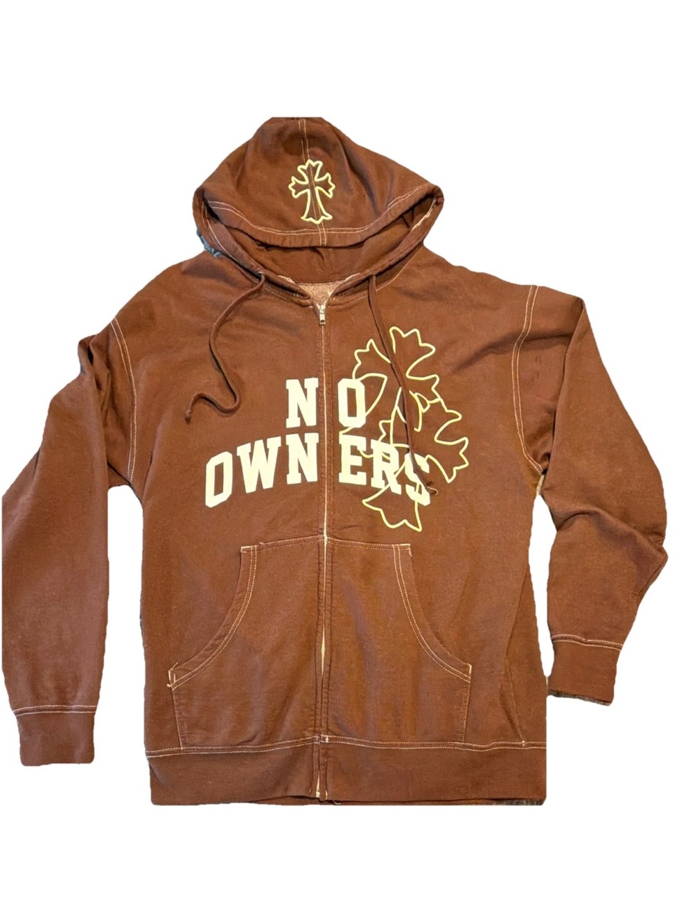 Independent Trading Company No Owners Men’s XL Brown Zip Graphic Hoodie